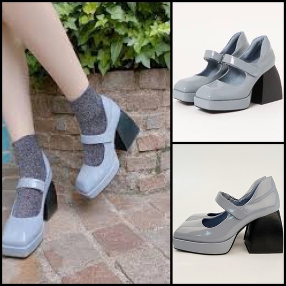 Jeffrey Campbell Reine Mary Jane SquareToe Blue Y2K Goth Platform Pumps 6.5 - Picture 1 of 16